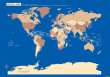 PROCEEDX美しい世界地図　パステルカラーブルー3　学習ポスターミニマルマップA2サイズ日本製1117　4つ折り送付