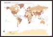 PROCEEDX美しい世界地図　パステルカラーベージュ3　学習ポスターミニマルマップ　フレーム付きA2サイズ日本1264