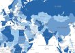 画像2: PROCEEDX美しい世界地図　パステルカラーブルー1　学習ポスターミニマルマップ　フレーム付きA2サイズ日本製1265 (2)