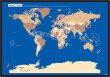 PROCEEDX美しい世界地図　パステルカラーブルー3　学習ポスターミニマルマップ　フレーム付きA2サイズ日本製1267