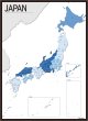 PROCEEDX美しい日本地図 書き込み自由　 パステルカラーブルー1 学習ポスターミニマルマップ フレーム付きA2サイズ日本製 影付き1312
