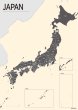 PROCEEDX美しい日本地図 パステルカラーベージュ1 学習ポスターミニマルマップ A2サイズ 日本製 影付き丸筒送付1317