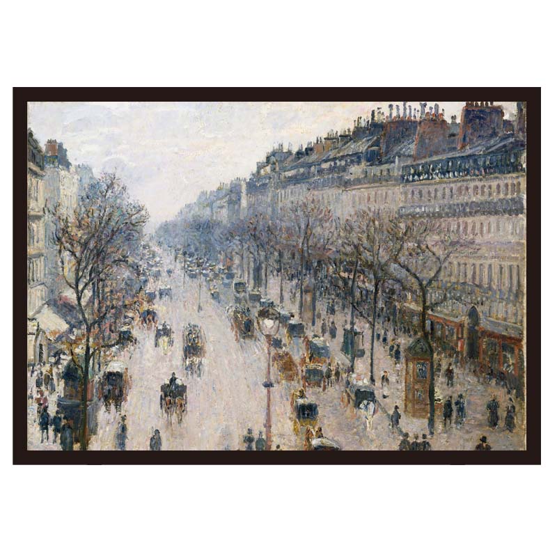 proceedx名画 絵画ポスター2022The Boulevard Montmartre/ピサロ額フレーム付　送料無料　アートインテリア　カフェ